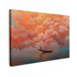 Zee - Boot - Wolken - Oranje canvas 2cm klein -z3d