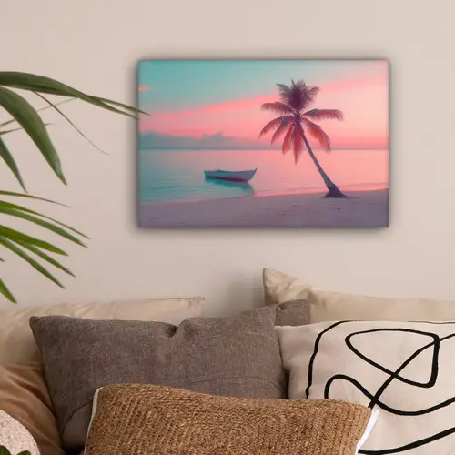 Zee - Boot - Zonsondergang canvas 2cm klein -sfeer1