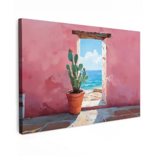 Zee - Roze - Cactus canvas 2cm klein -z3d