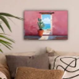 Zee - Roze - Cactus canvas 2cm klein -sfeer1