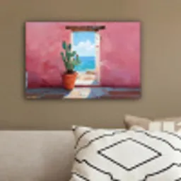 Zee - Roze - Cactus canvas 2cm klein -sfeer3