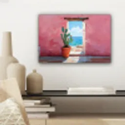 Zee - Roze - Cactus canvas 2cm klein -sfeer6