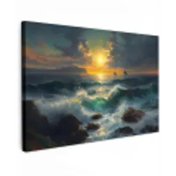 Zee - Zon - Golven - Rotsen canvas 2cm klein -z3d