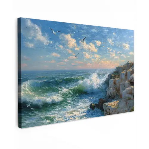 Zee - Golven - Rotsen - Meeuwen canvas 2cm klein -z3d