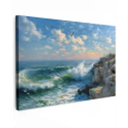 Zee - Golven - Rotsen - Meeuwen canvas 2cm klein -z3d