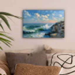 Zee - Golven - Rotsen - Meeuwen canvas 2cm klein -sfeer1