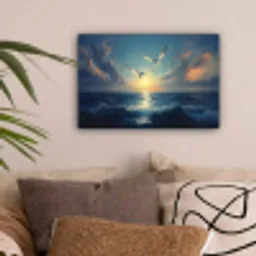Meeuwen - Zee - Wolken -Blauw canvas 2cm klein -sfeer1