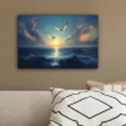 Meeuwen - Zee - Wolken -Blauw canvas 2cm klein -sfeer3
