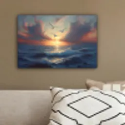 Meeuwen - Zonsondergang - Zee - Wolken canvas 2cm klein -sfeer3