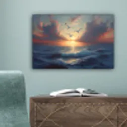 Meeuwen - Zonsondergang - Zee - Wolken canvas 2cm klein -sfeer4