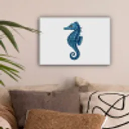 Zeepaardje - Staart - Blauw canvas 2cm klein -sfeer1