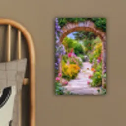 Doorkijk - Bloemen - Pad - Natuur canvas 2cm klein -sfeer3