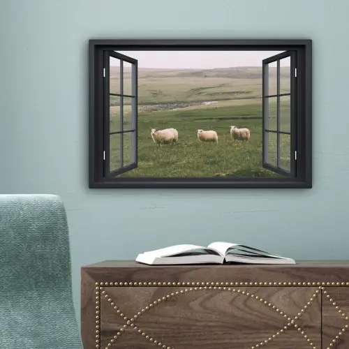 Doorkijk - Gras - Schaap canvas 2cm klein -sfeer4