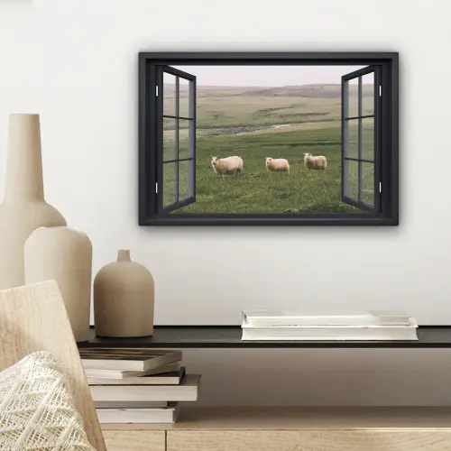 Doorkijk - Gras - Schaap canvas 2cm klein -sfeer6