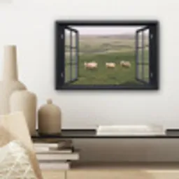 Doorkijk - Gras - Schaap canvas 2cm klein -sfeer6