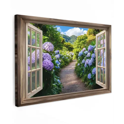 Doorkijk - Hortensia - Pad - Natuur canvas 2cm klein -z3d