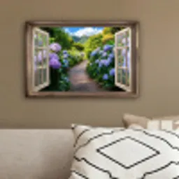 Doorkijk - Hortensia - Pad - Natuur canvas 2cm klein -sfeer3