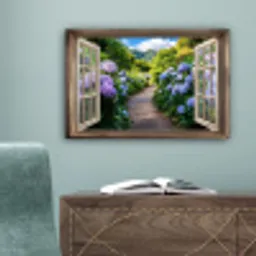 Doorkijk - Hortensia - Pad - Natuur canvas 2cm klein -sfeer4