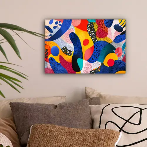 Vormen - Abstract - Stippels - Blauw canvas 2cm klein -sfeer1