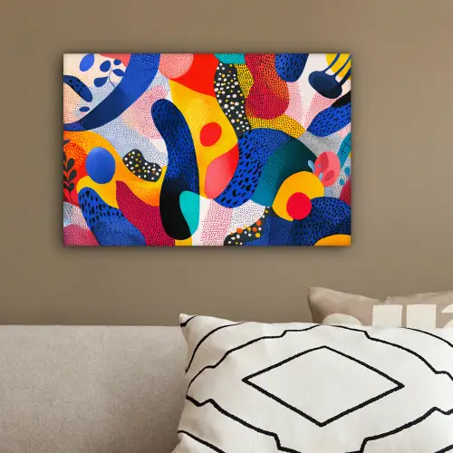 Vormen - Abstract - Stippels - Blauw canvas 2cm klein -sfeer3
