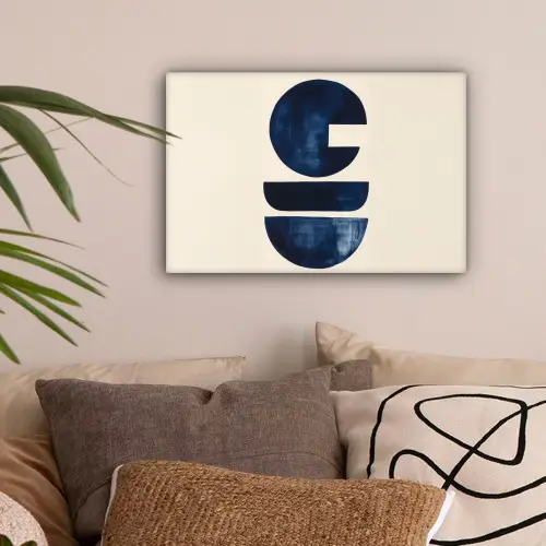 Vormen - Blauw - Abstract canvas 2cm klein -sfeer1