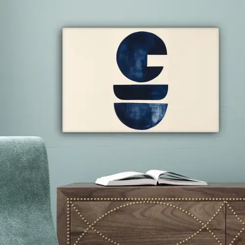 Vormen - Blauw - Abstract canvas 2cm klein -sfeer4