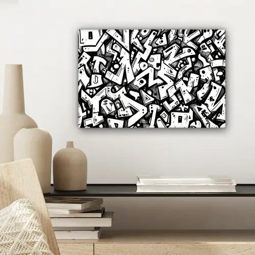 Vormen - Letters - Graffiti - Zwart canvas 2cm klein -sfeer6