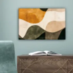 Vormen - Okergeel - Abstract canvas 2cm klein -sfeer4