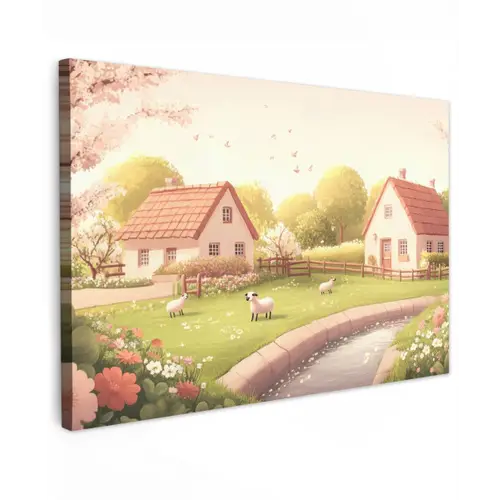 Schapen - Huisje - Platteland canvas 2cm klein -z3d