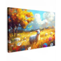 Schaap - Weide - Bloemen canvas 2cm klein -z3d