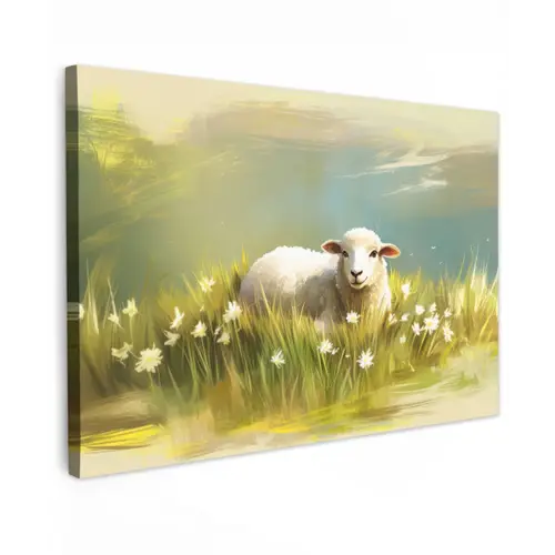 Schaap - Weide - Groen canvas 2cm klein -z3d