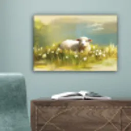 Schaap - Weide - Groen canvas 2cm klein -sfeer4
