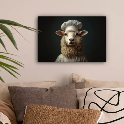 Schaap - Wol - Kok canvas 2cm klein -sfeer1