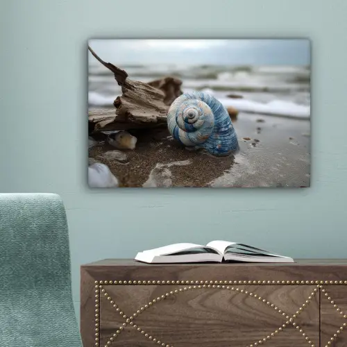 Schelp - Strand - Blauw - Zee canvas 2cm klein -sfeer4