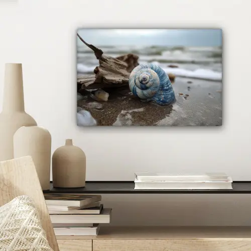 Schelp - Strand - Blauw - Zee canvas 2cm klein -sfeer6