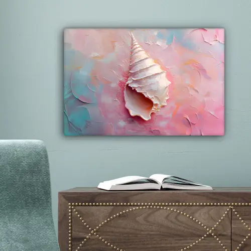 Schelp - Pastel - Pink canvas 2cm klein -sfeer4