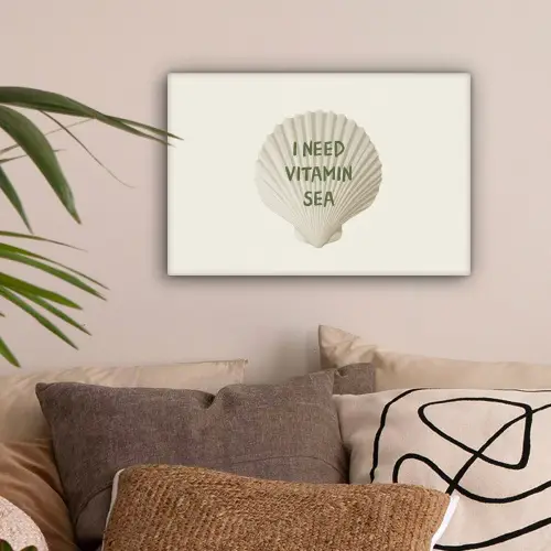 Schelp - Quote - Groen canvas 2cm klein -sfeer1
