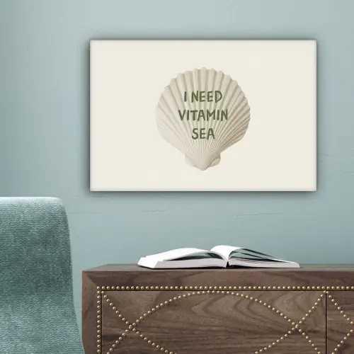 Schelp - Quote - Groen canvas 2cm klein -sfeer4