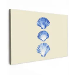 Schelpen - Blauw - Beige canvas 2cm klein -z3d