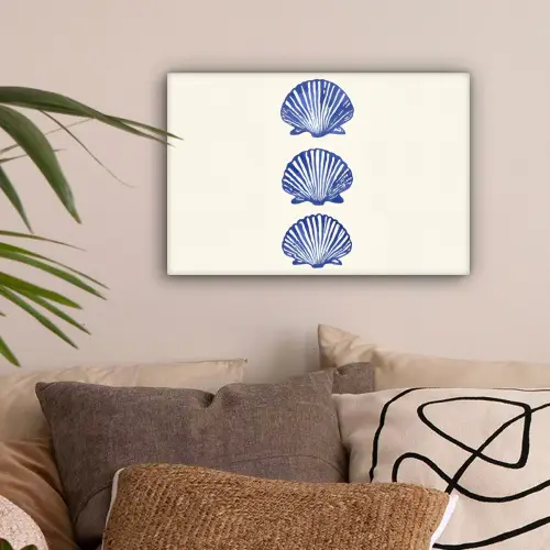 Schelpen - Blauw - Patroon canvas 2cm klein -sfeer1