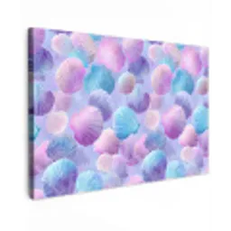 Schelpen - Paars - Blauw - Patroon - Pastel canvas 2cm klein -z3d