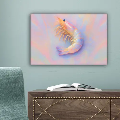 Garnaal - Subtiele structuur - Blauw - Roze canvas 2cm klein -sfeer4