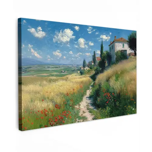 Zandpad - Huis - Bomen - Grasveld canvas 2cm klein -z3d