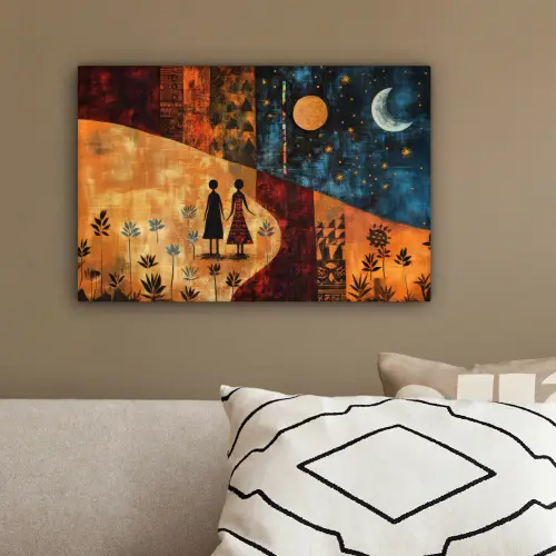 Silhouetten - Abstract - Zon - Maan canvas 2cm klein -sfeer3