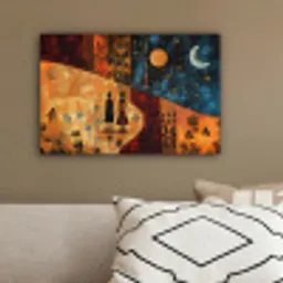 Silhouetten - Abstract - Zon - Maan canvas 2cm klein -sfeer3