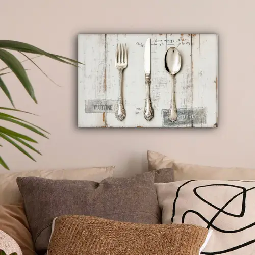 Zilver - Bestek - Hout canvas 2cm klein -sfeer1