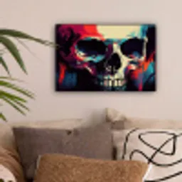 Schedel - Abstract - Rood - Blauw - Graffiti canvas 2cm klein -sfeer1