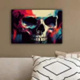 Schedel - Abstract - Rood - Blauw - Graffiti canvas 2cm klein -sfeer3