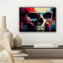Schedel - Abstract - Rood - Blauw - Graffiti canvas 2cm klein -sfeer6