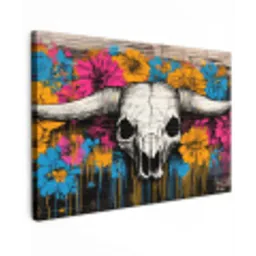 Schedel - Bloemen - Graffiti canvas 2cm klein -z3d